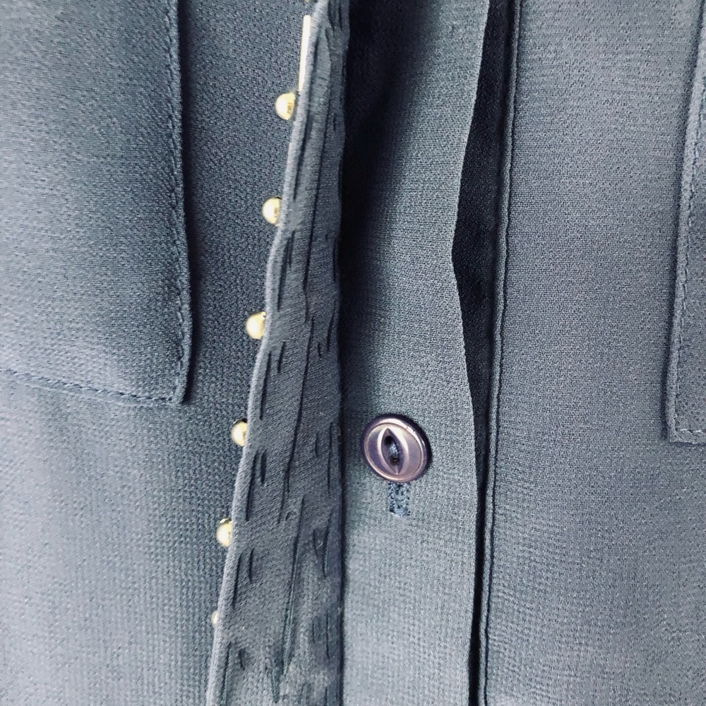 Embellished Navy Blue Button-Down - Picture 4 of 7